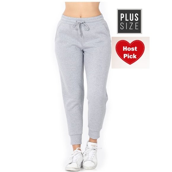 Plus Size Relaxed Fit Joggers Heather Gray Sweatpants Casual Pants for Women - Picture 1 of 5